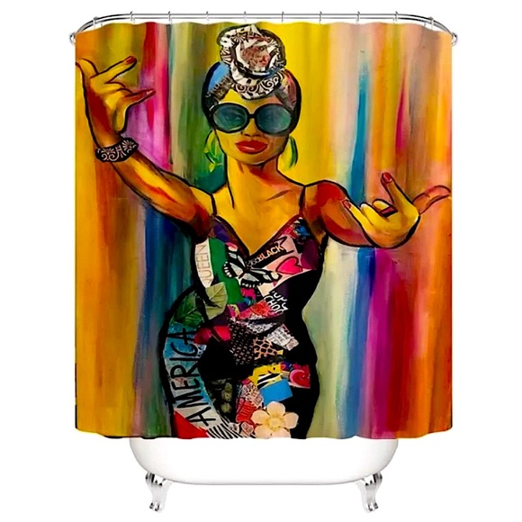 3 piece mat set with shower curtain (71 x … - Picture 2 of 2